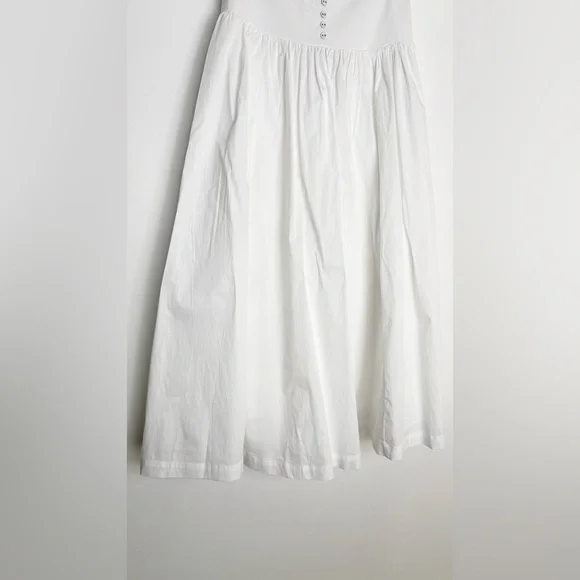 WEWOREWHAT Drop Waist Maxi Skirt White Cotton Poplin Smocked Back Size Small NWT - Picture 7 of 14